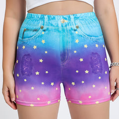 Ombre Star Print High Rise Biker Shorts Plus Size