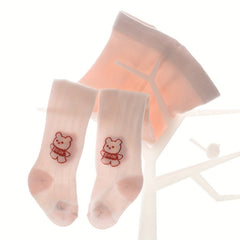 Girls Knitted Pantyhose Cartoon Bear Leggings Soft Comfy Tights Children