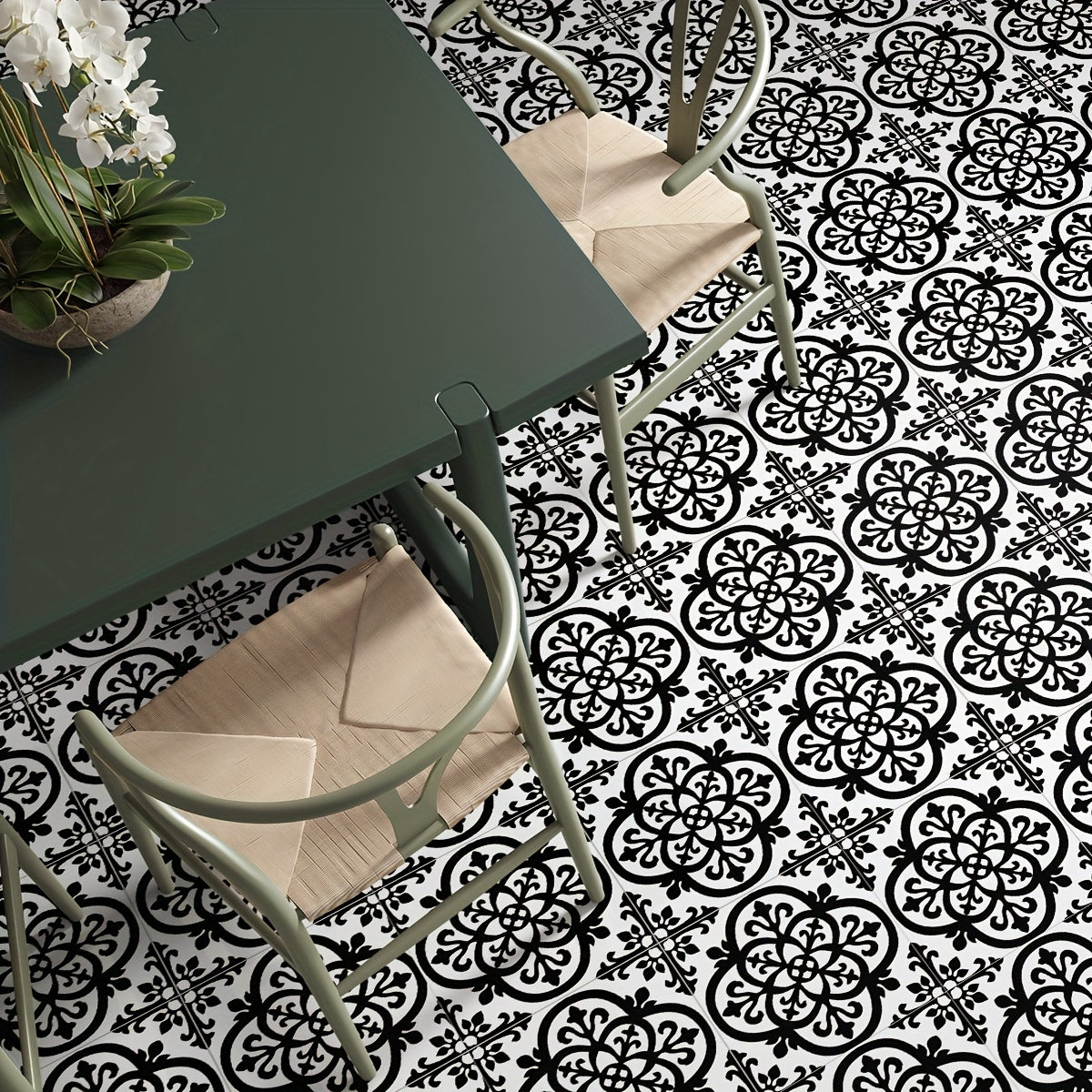 12pcs Moroccan Ethnic Pattern Tile Stickers Flower Tile