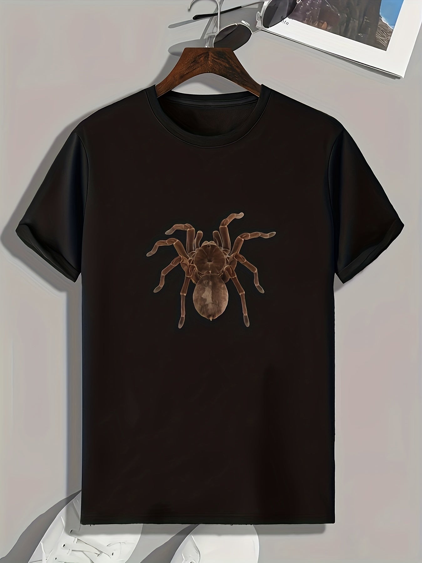 Spider Print Men's Graphic Tee for Summer Halloween