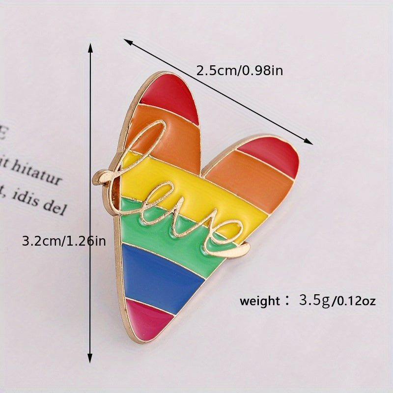 Assorted Shapes Rainbow Stript Brooch Dripping Paint Metal Badge Bag Decoration