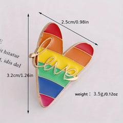Assorted Shapes Rainbow Stript Brooch Dripping Paint Metal Badge Bag Decoration