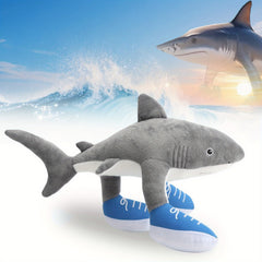Adorable Shark Plush Toy Soft Polyester Stuffed Animal Gray Tralako