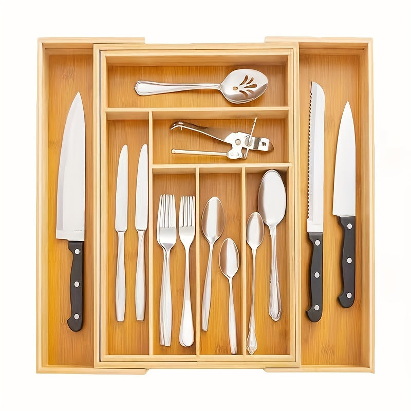Telescopic Bamboo Kitchen Box Drawer Divider Storage Rack Organizer