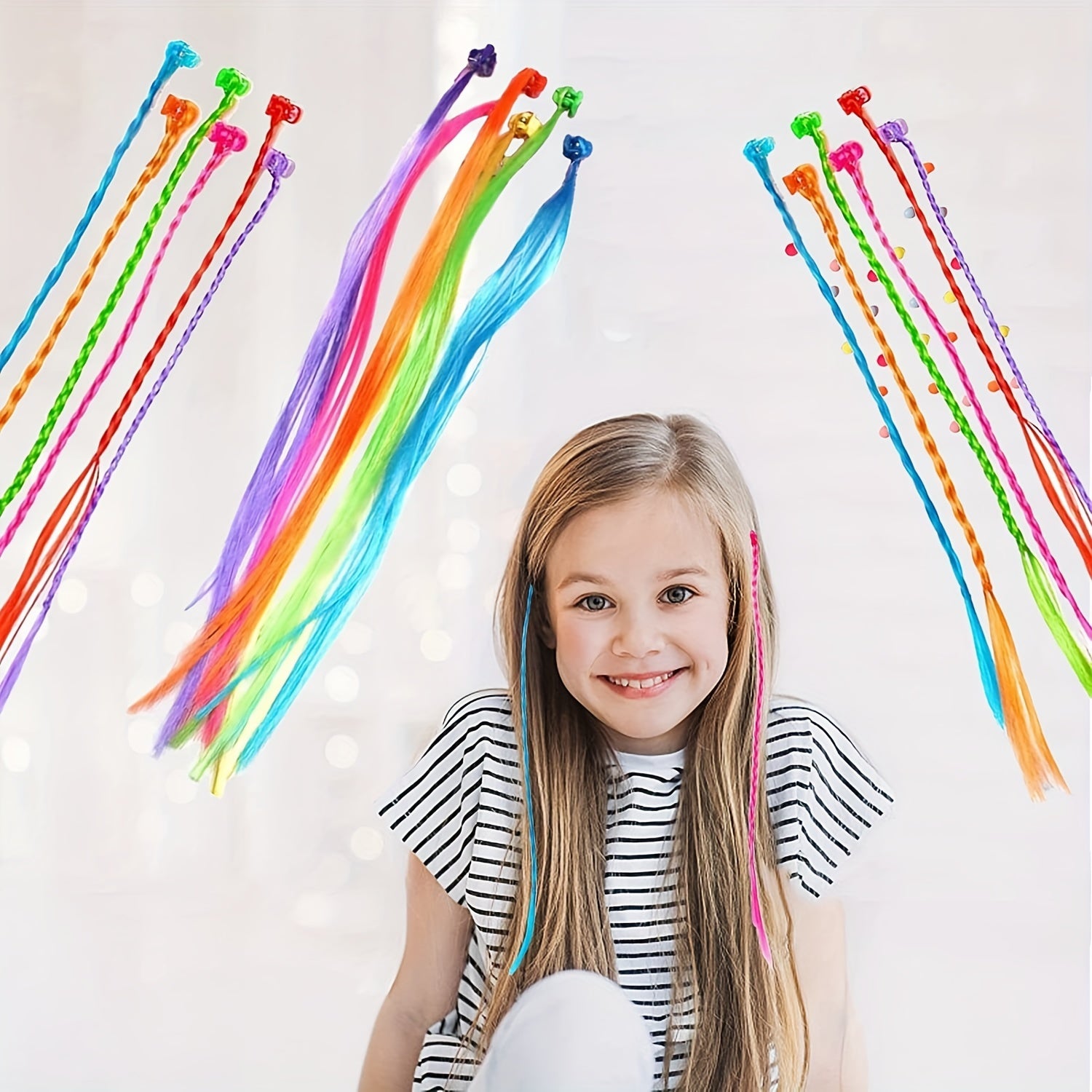 18pc Kids Coloured Hair Extensions Hair Accessories For Girls