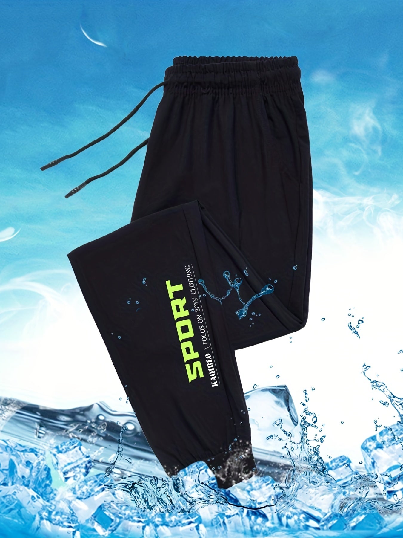 Boys Letter Graphic Quick drying Trousers Drawstring Waist Thin Casual Sport Jog