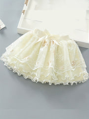 Girls Princess Bow Front Tulle Tutu Skirts Ballet Dance Party Skirt
