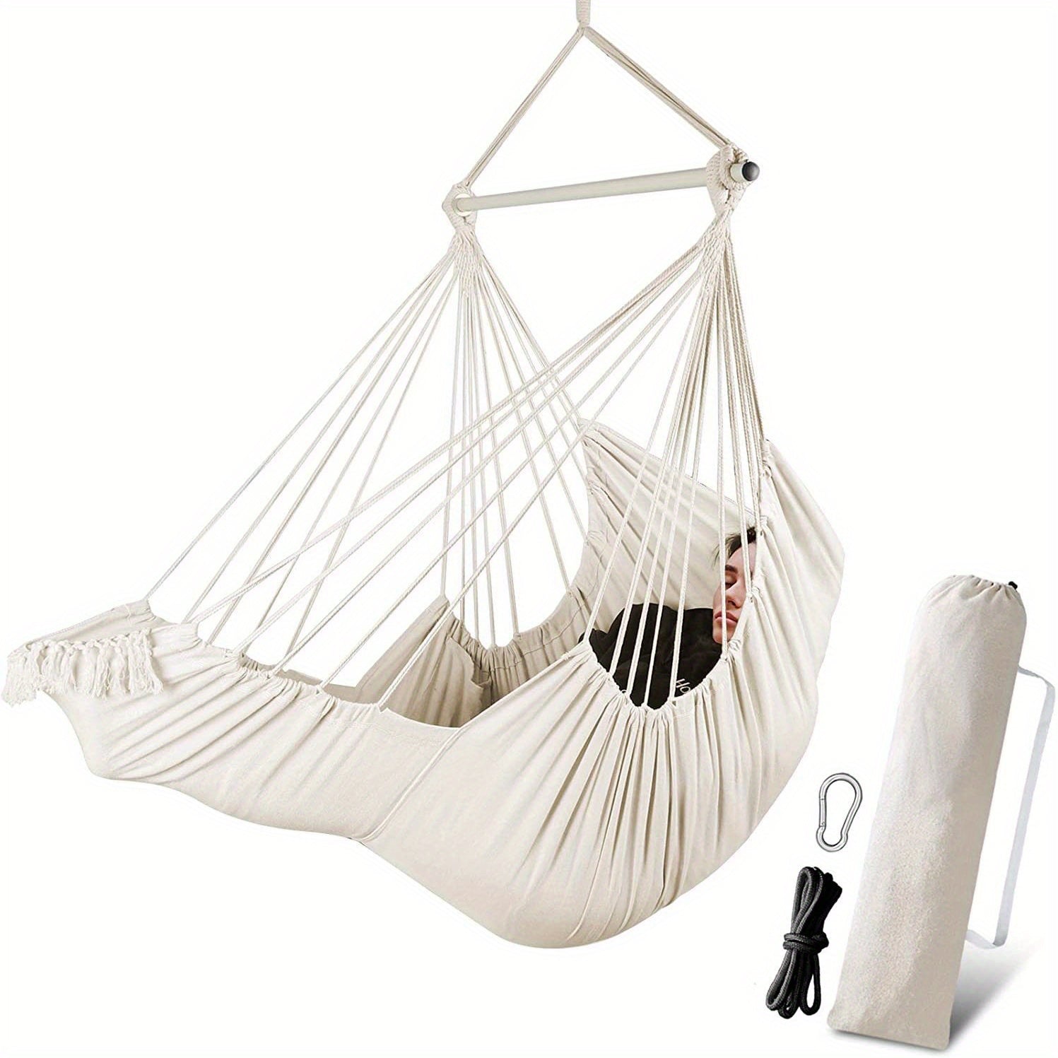 Outdoor Garden Oversized Hammock Swing Chair Tassel Hammock Detachable Iron Pipe