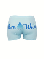 Pure Water Print Skinny Yoga Shorts for Spring & Summer