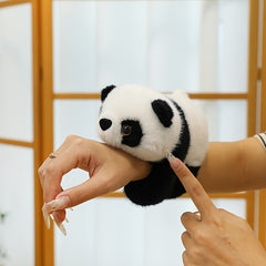 Panda Plush Toy Bracelet Soft & Stuffed Animal Wristband with Golden Accents