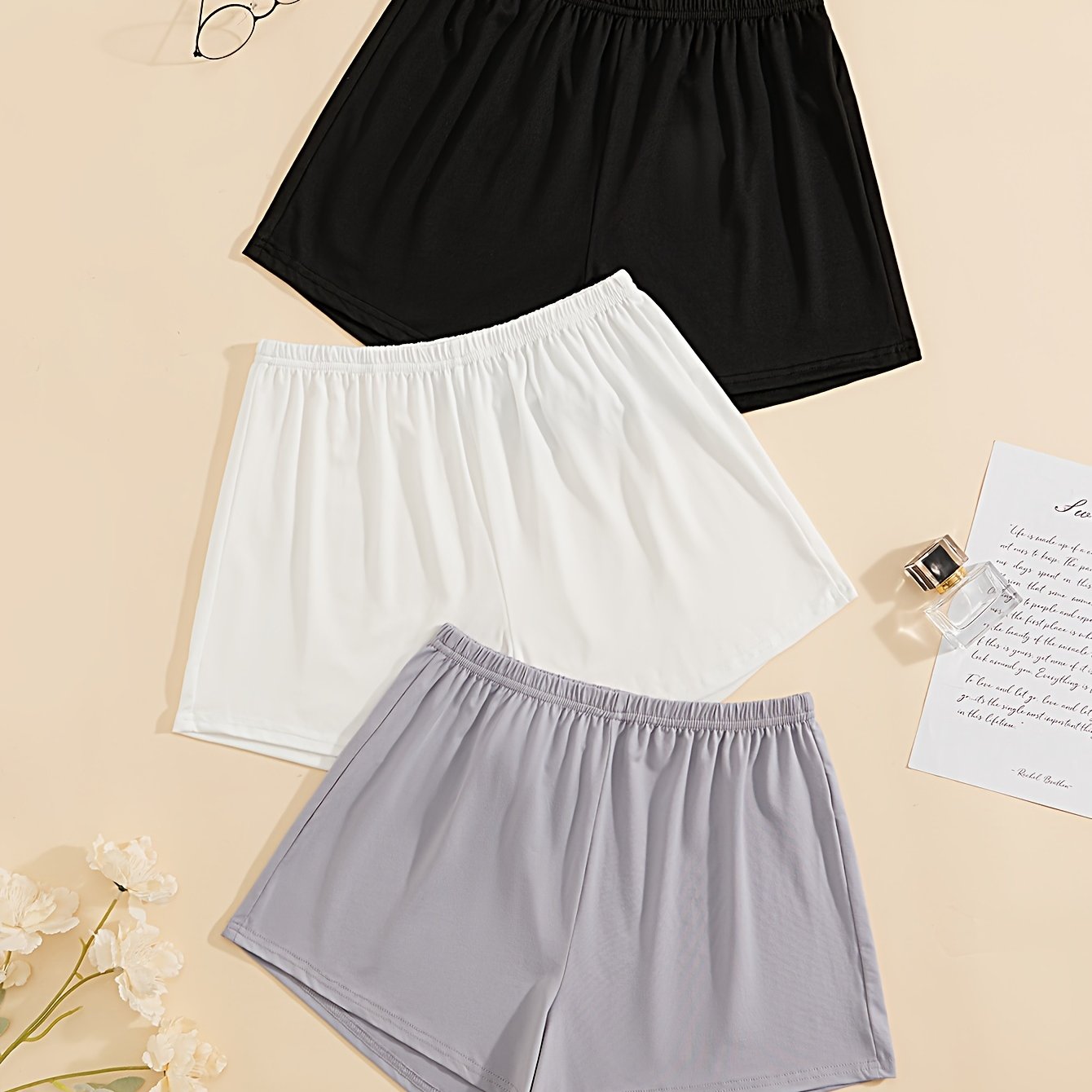 Solid Sleep Bottoms Soft & Comfy Elastic Waistband Shorts Women's