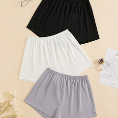 Solid Sleep Bottoms Soft & Comfy Elastic Waistband Shorts Women's
