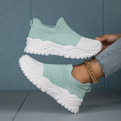 Two Tone Chunky Sneakers for Women Slip On Comfortable Walking Shoes