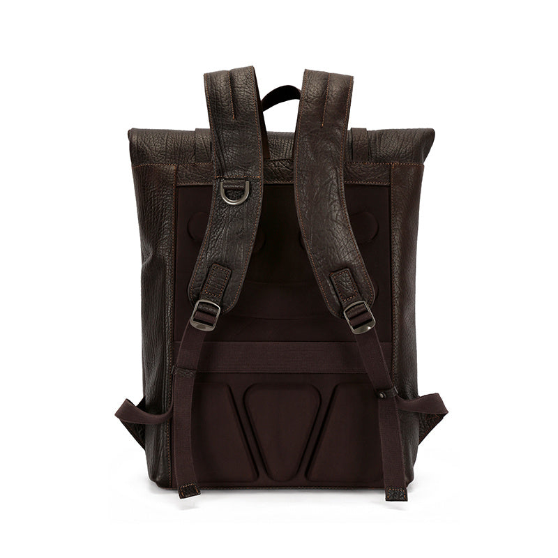 Men Leather Backpack Cow Leather Business Bag Waterproof