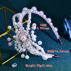 Beaded Flower Hairband for Women Resin Pearl Headpiece with Pearls
