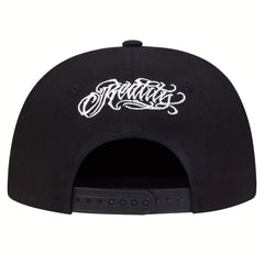 Men's Embroidered Flat Brim Hat for Outdoor Sports