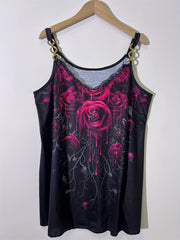 Floral Print Chain Strap Top Lace Spaghetti Strap Summer Women's Clothing