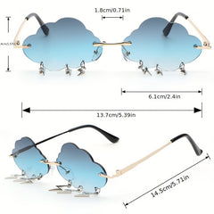 Cloud Rimless Sunglasses Ombre Lens Tassel & Rivet Decor UV400