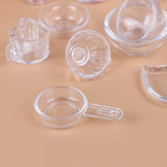 17pcs 1:12 Dollhouse Transparent Tableware DIY Pretend Play