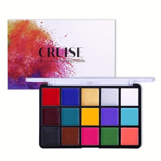 15 Color Face Painting Palette for Body Art and Stage Makeup