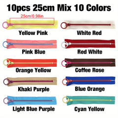 10pcs 3 Resin Zipper Ring Slider DIY Handcraft Sewing Bags Wallet