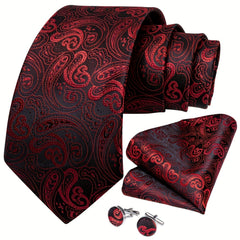 Men's Paisley Silk Necktie Set for Wedding Party