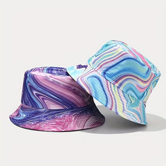 Kids Graffiti Sunshade Bucket Hat, Double Sided Sun Hat for Outdoor Travel