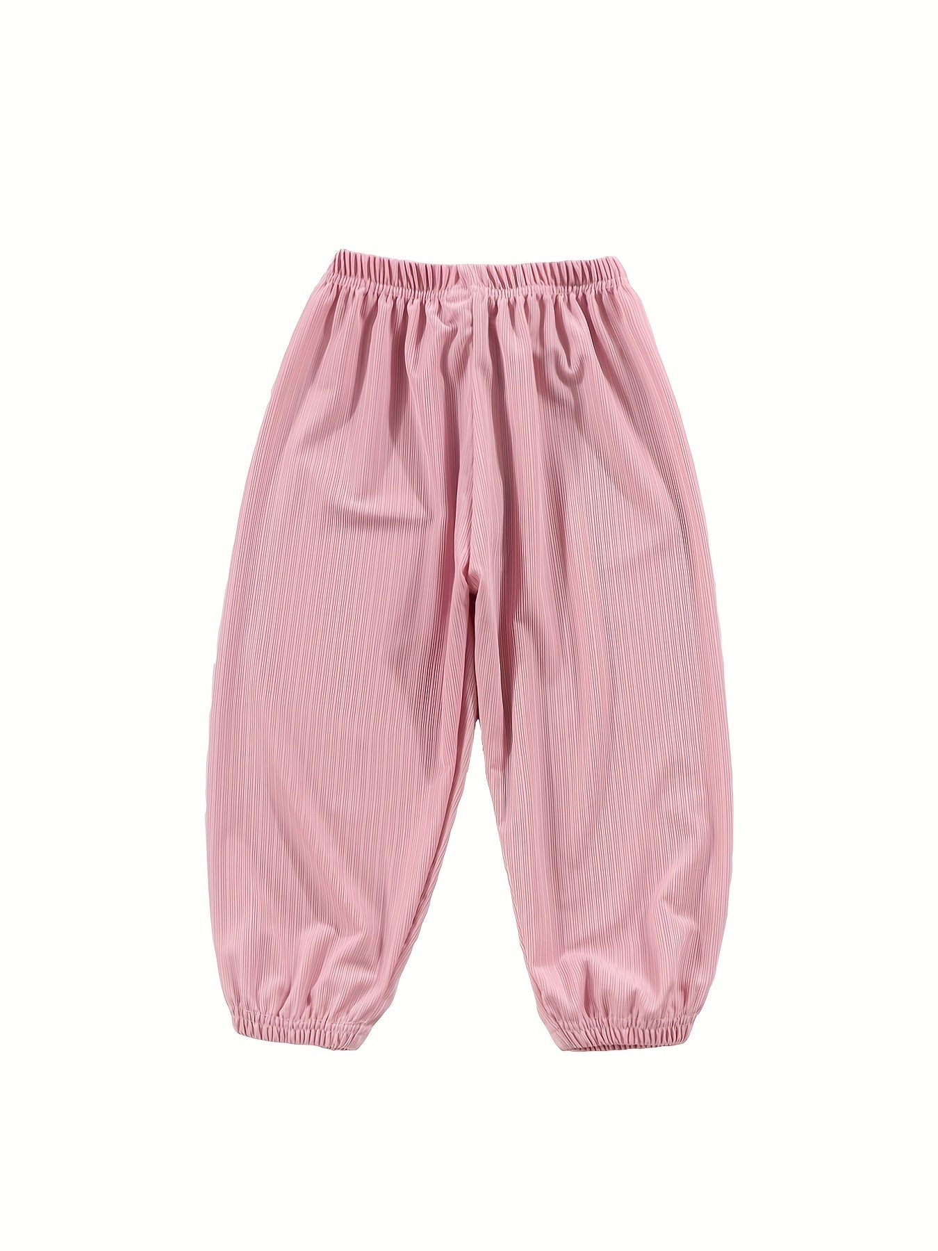 Kid's Solid Textured Sweatpants Elastic Waist Summer Sports Clothes