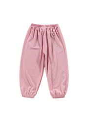 Kid's Solid Textured Sweatpants Elastic Waist Summer Sports Clothes