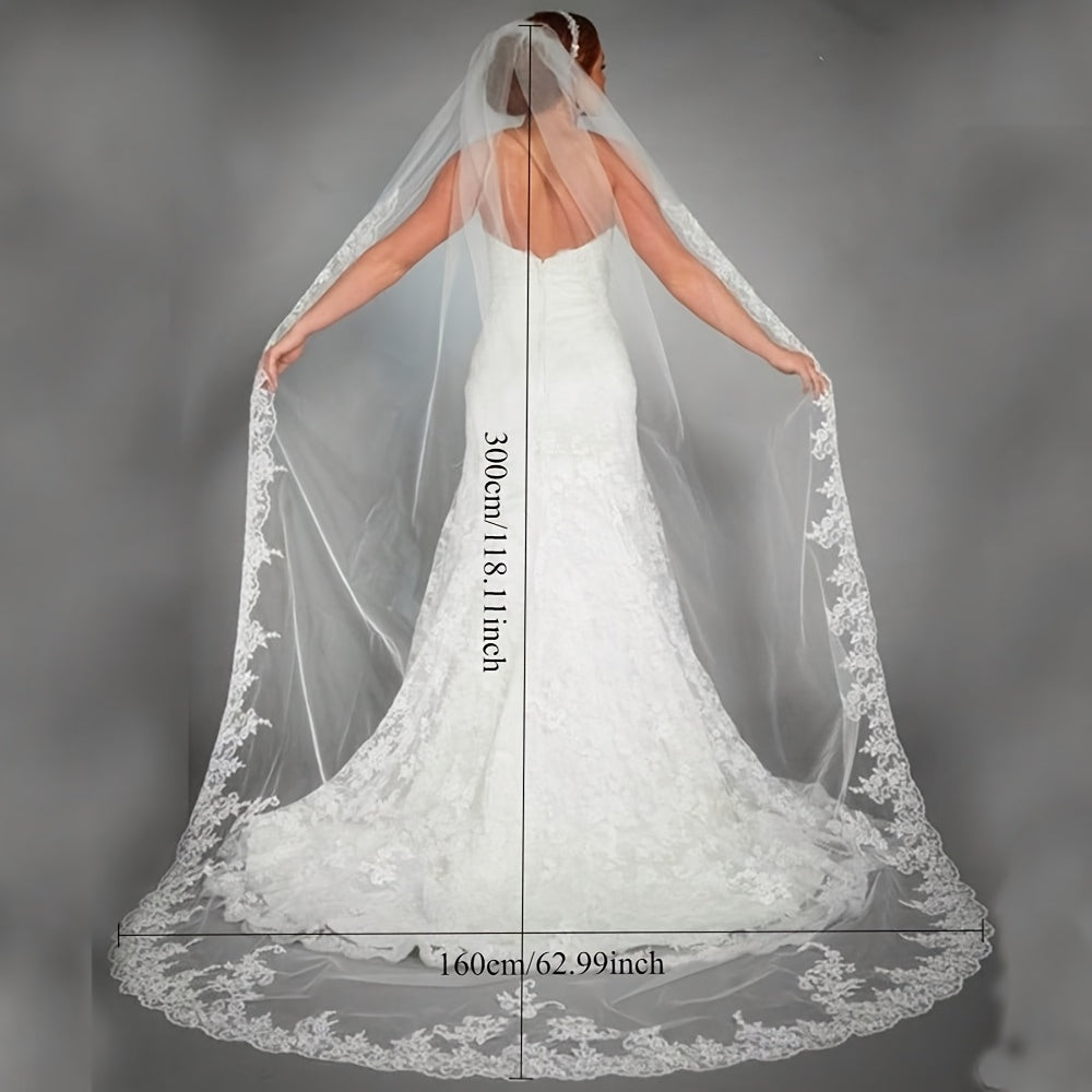 Lace Edge 1T Bridal Veils 3 Meters Veu De Noiva Longo