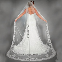 Lace Edge 1T Bridal Veils 3 Meters Veu De Noiva Longo