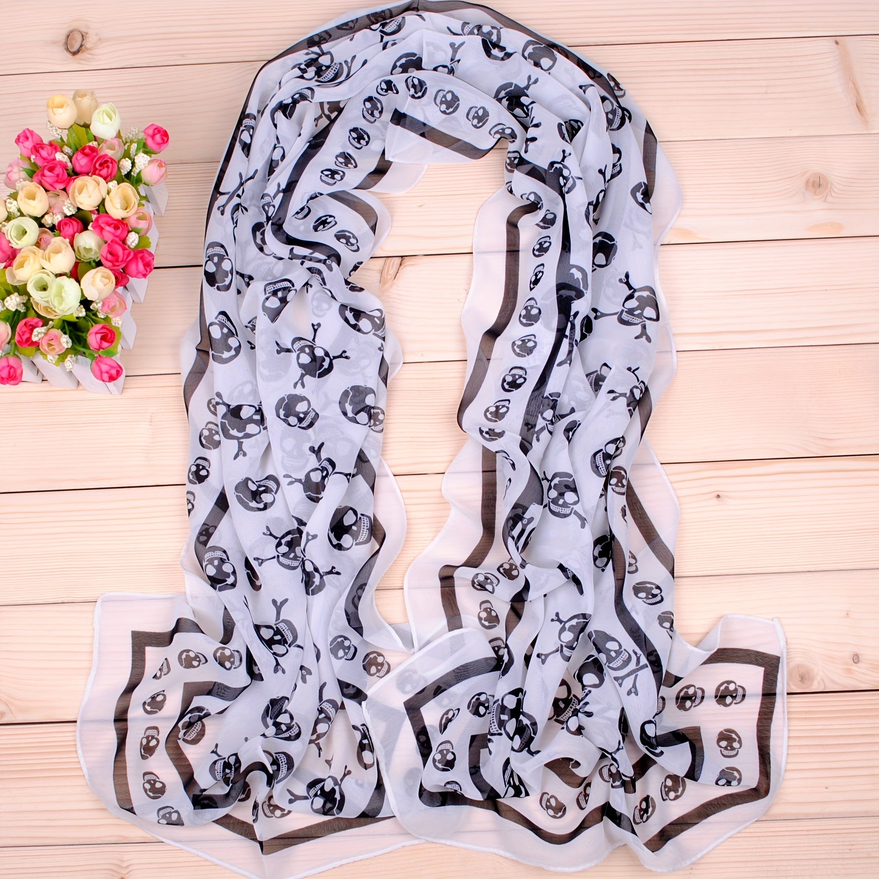 Boho Flower Print Chiffon Scarf Warm Shawl Sunscreen Hijab