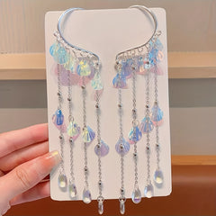 2pcs Colorful Tassel Fairy Earrings Faux Pearl Chinese Style Girls