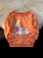 Girls Clouds Moon Print Long Sleeve Sweatshirt Kids Clothes