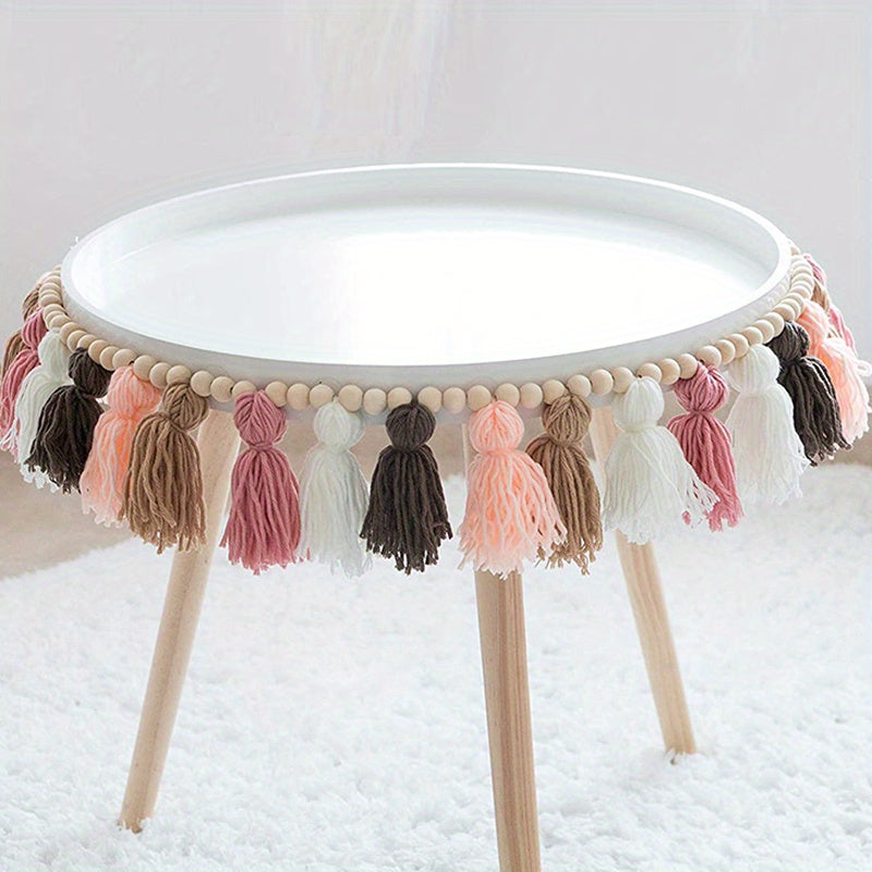 Boho Tassel Garland With Wooden Beads for Wall Decor