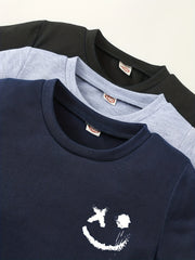 3pc Boys Short Sleeve T shirt & Shorts 2pc Smile Print Casual Kids Clothes