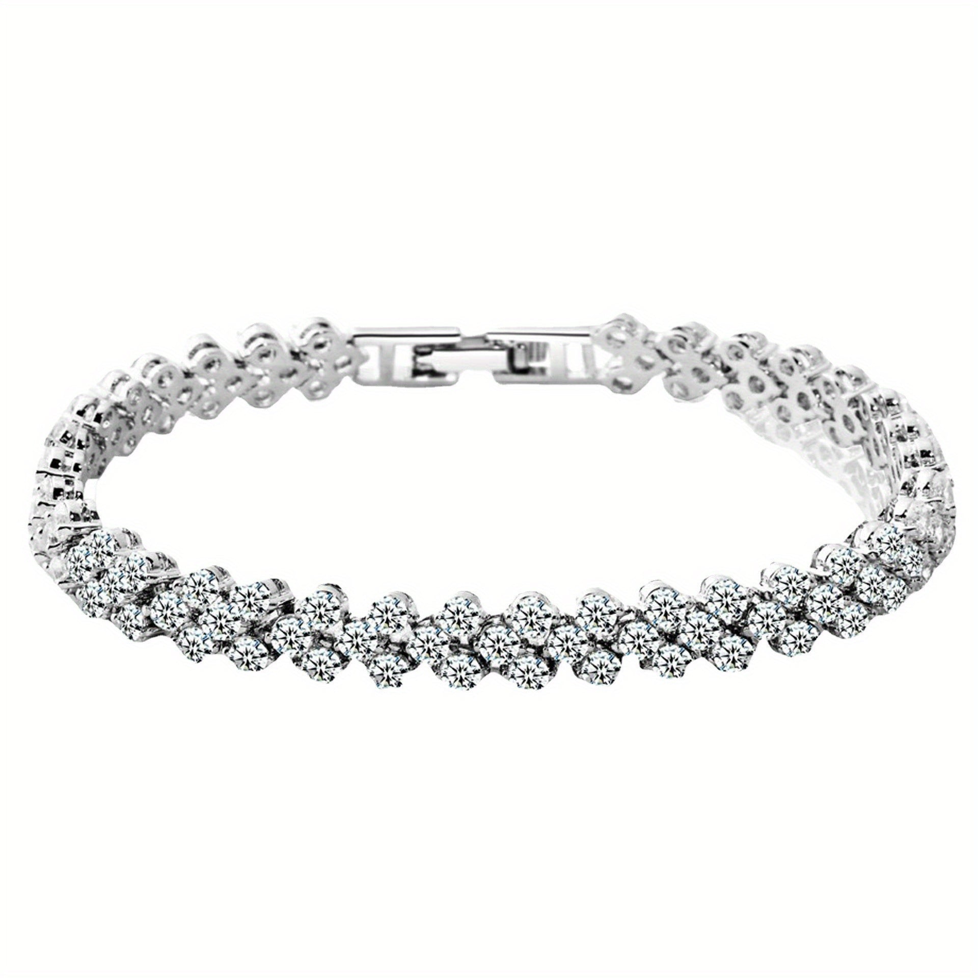 Heart Zircon Crystal Bracelet Silvery Rose Golden