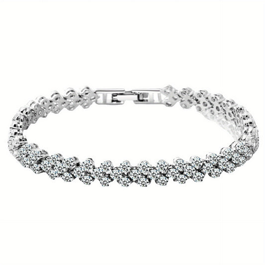 Heart Zircon Crystal Bracelet Silvery Rose Golden