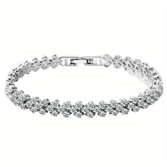 Heart Zircon Crystal Bracelet Silvery Rose Golden