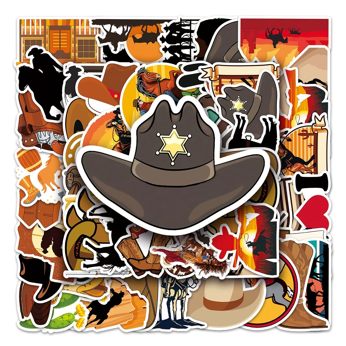 50pcs Western Cowboy Stickers for Motorcycles Laptops DIY Projects