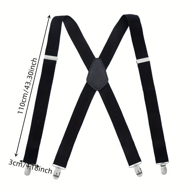 Men's X Shaped Suit Braces Adult 4 Clip Cross Straps Suspender