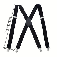 Men's X Shaped Suit Braces Adult 4 Clip Cross Straps Suspender