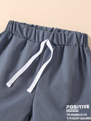 3pcs Positive Letter Print Boys Comfortable Creative Shorts