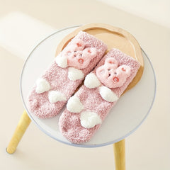Baby Girl's Non Slip Socks Animal Doll Bottom Rubber Dot Soft Socks