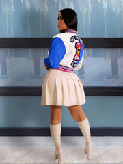 Varsity Letter Print Jacket Street Wear Outerwear