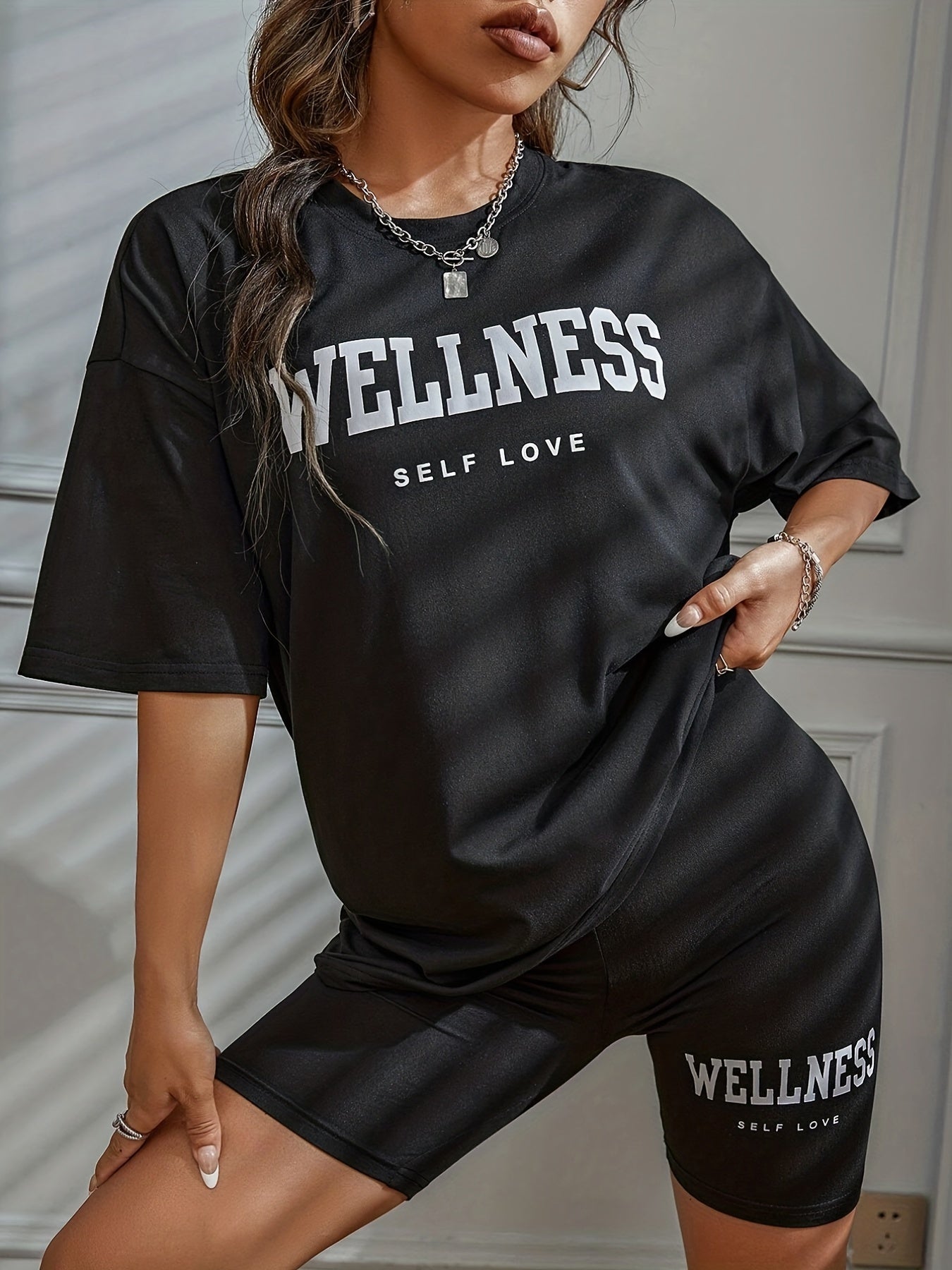 Print Lounge Set Short Sleeve & Shorts Women's Loungewear