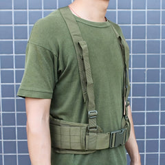 Tactical Waist Support with Suspenders and Padded Molle Belt