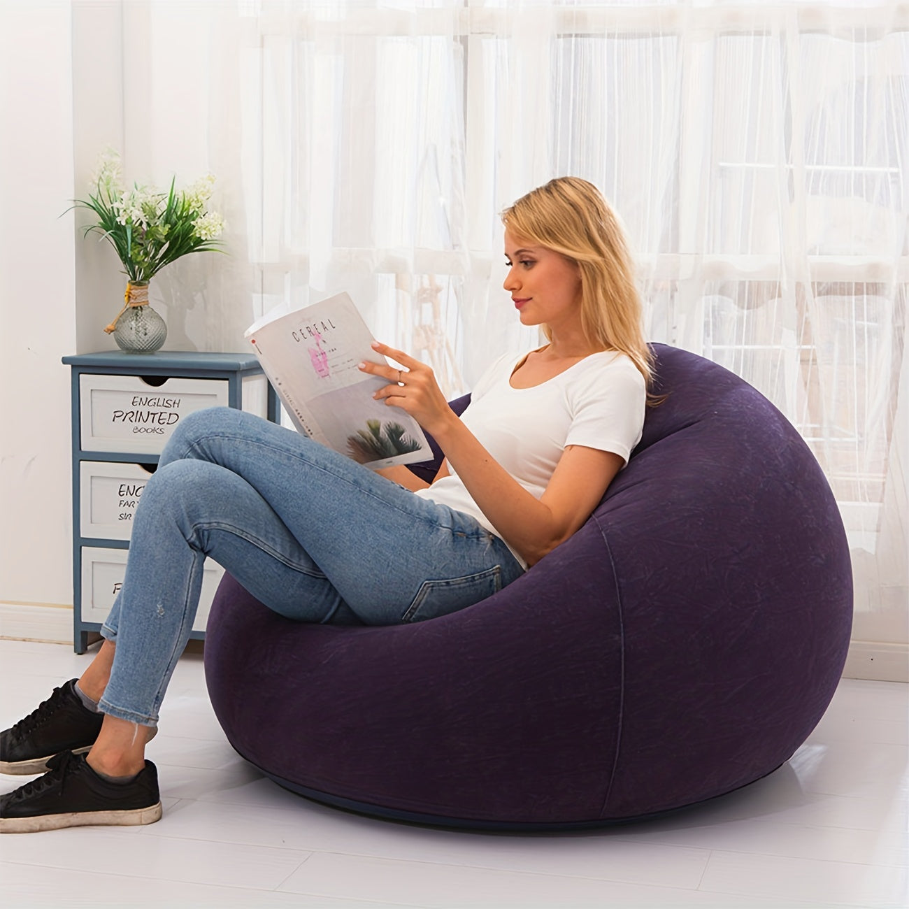 Inflatable Lazy Sofa Single Foldable Outdoor Leisure Sofa Chair