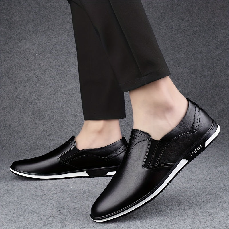 Men's Leather Slip On Loafers Lightweight Non Slip Comfy Casual Shoes