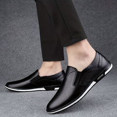 Men's Leather Slip On Loafers Lightweight Non Slip Comfy Casual Shoes